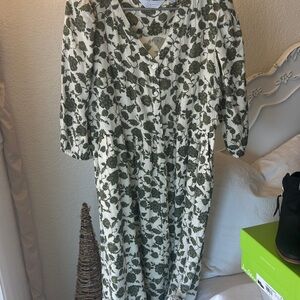 Encore  Green Floral Dress